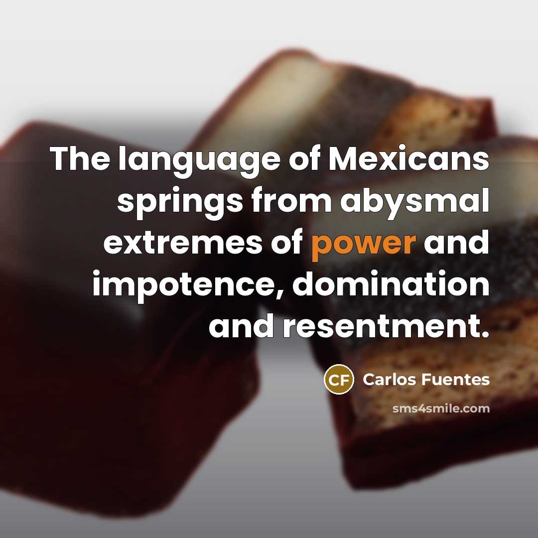 “The language of Mexicans springs from abysmal extremes of power…” quote by Carlos Fuentes