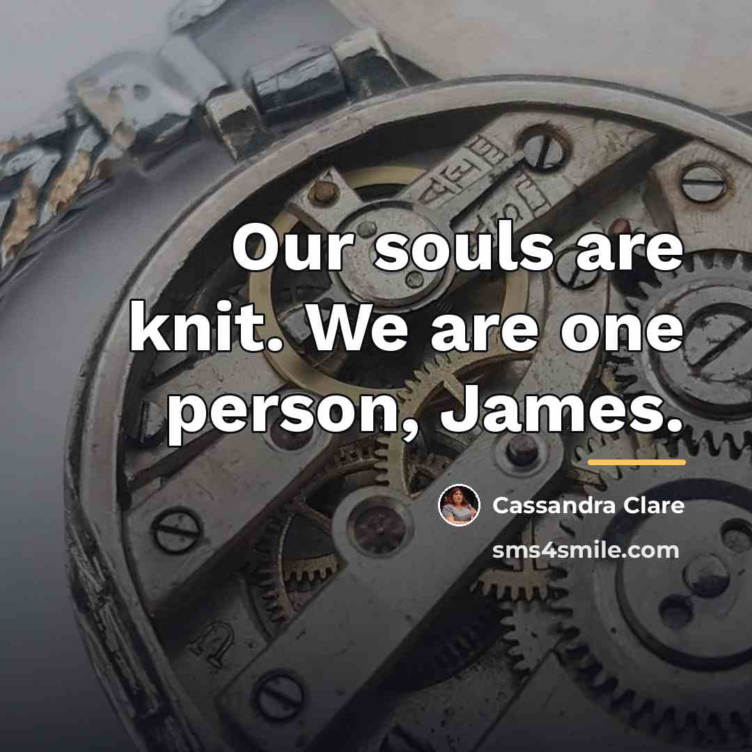 “Our souls are knit. We are one person, James.…” quote by Cassandra Clare