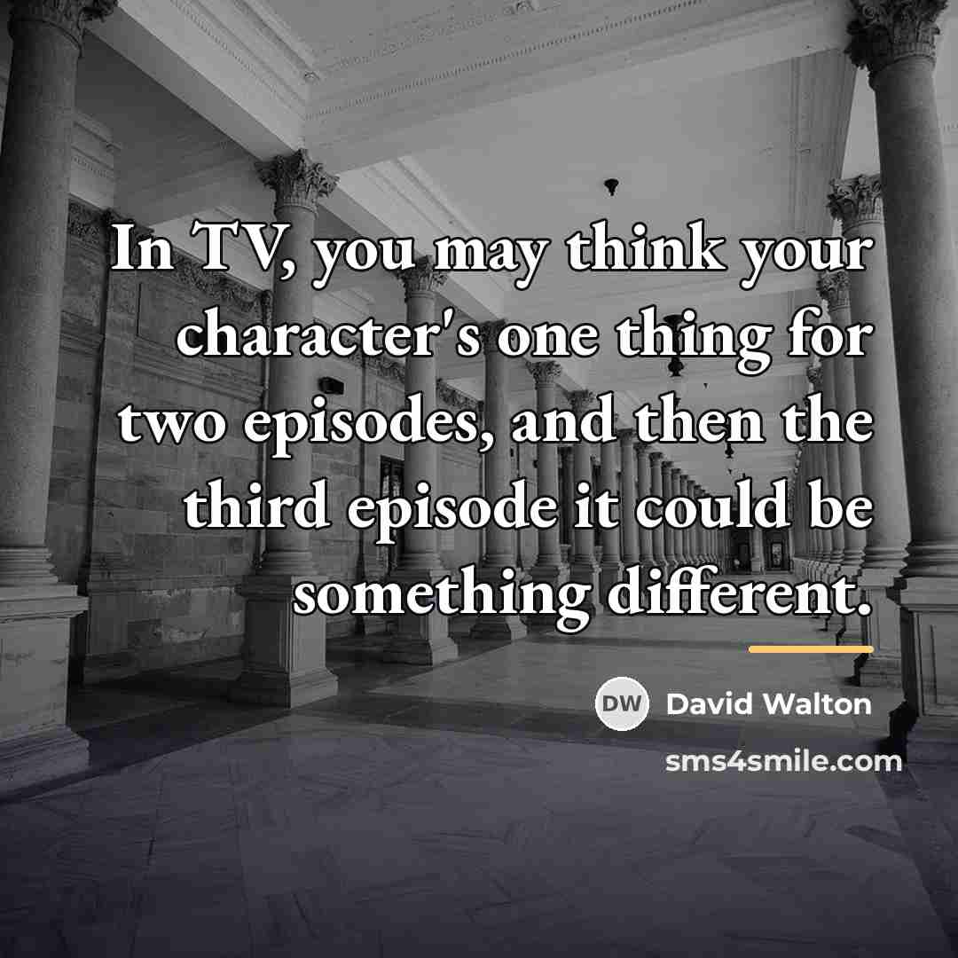 “In TV, you may think your character's one thing for…” quote by David Walton
