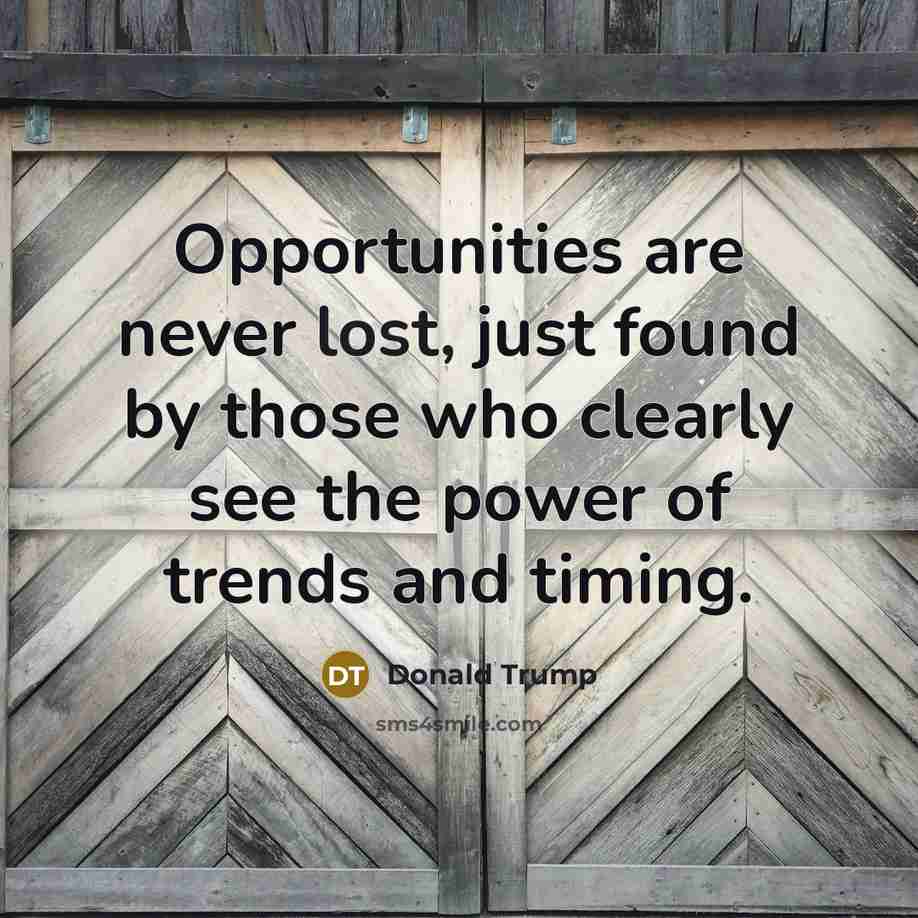 “Opportunities are never lost, just found by those who clearly…” quote by Donald Trump