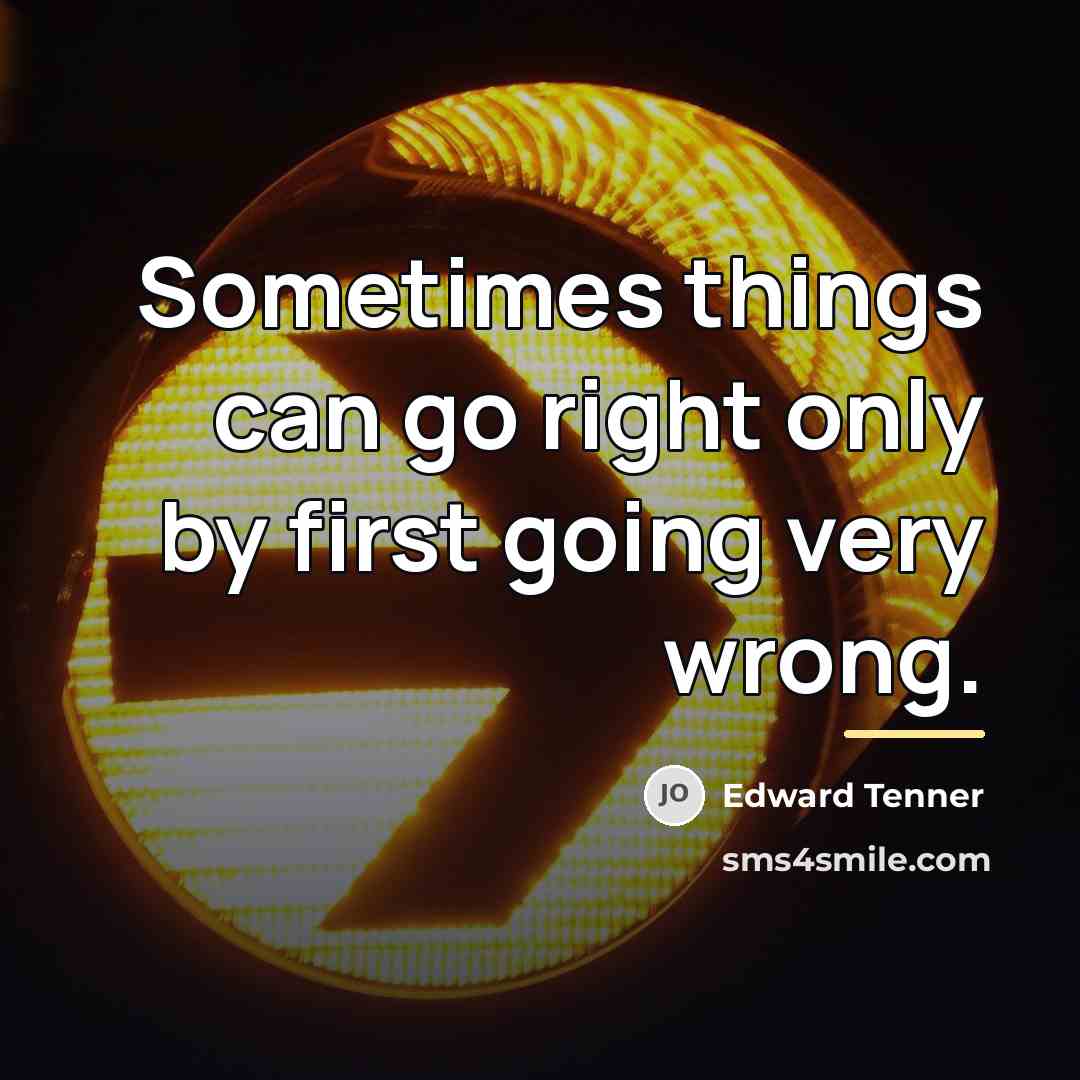 “Sometimes things can go right only by first going very…” quote by Edward Tenner