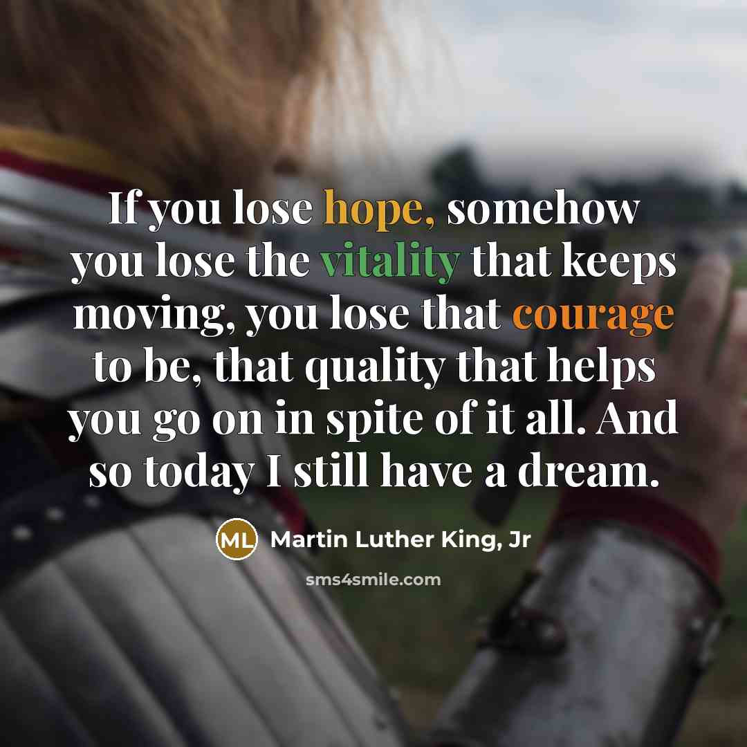 “If you lose hope, somehow you lose the vitality that…” quote by Martin Luther King, Jr