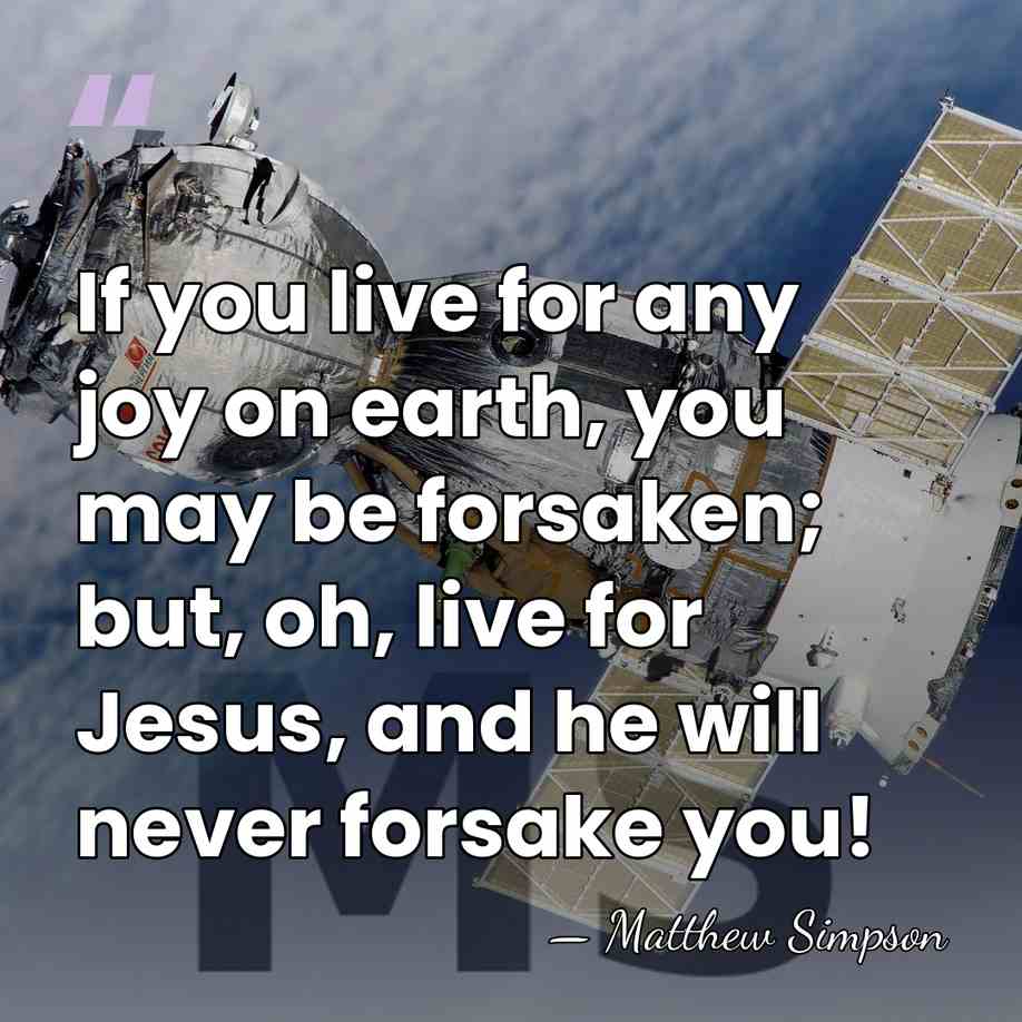 If you live for any joy on earth, you may be forsaken;&hellip; - Matthew Simpson