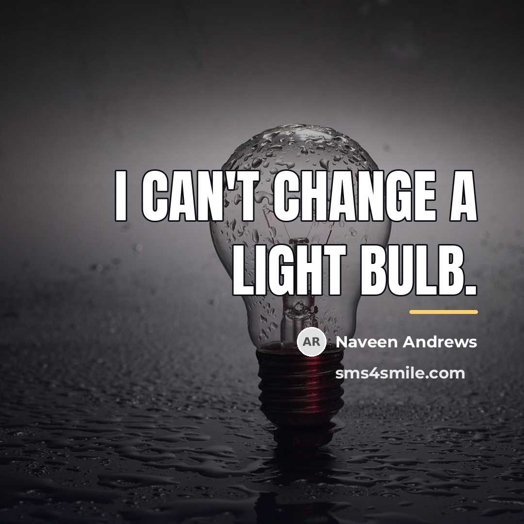 “I can't change a light bulb.…” quote by Naveen Andrews