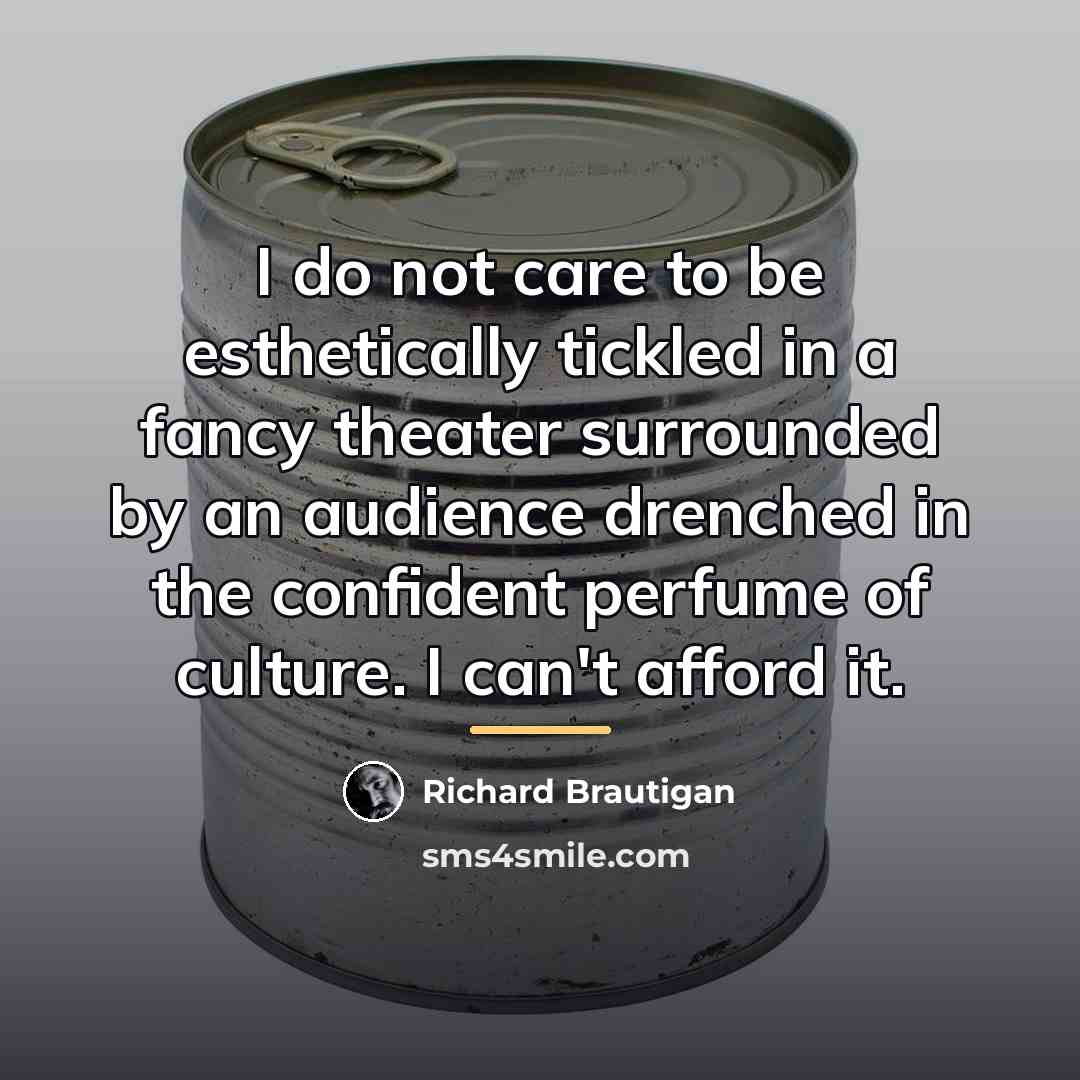 “I do not care to be esthetically tickled in a…” quote by Richard Brautigan