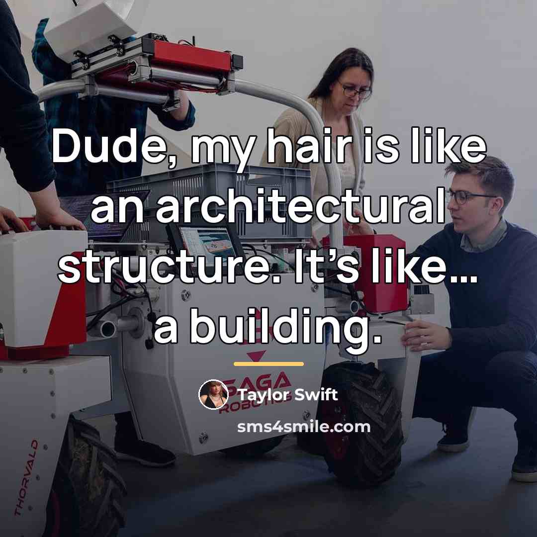 “Dude, my hair is like an architectural structure. It’s like…” quote by Taylor Swift