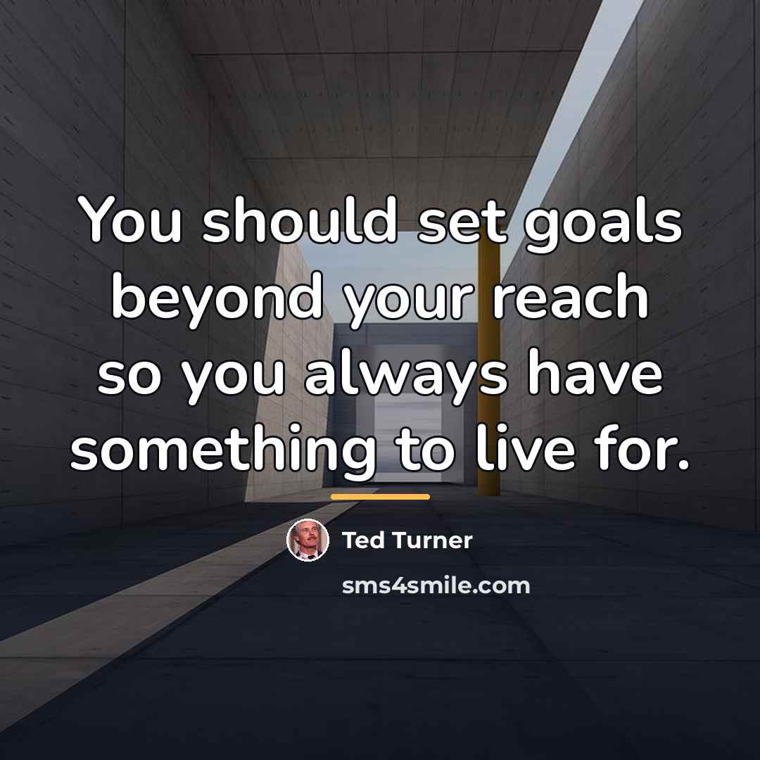 “You should set goals beyond your reach so you always…” quote by Ted Turner