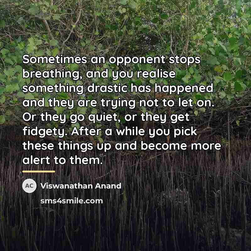 “Sometimes an opponent stops breathing, and you realise something drastic…” quote by Viswanathan Anand