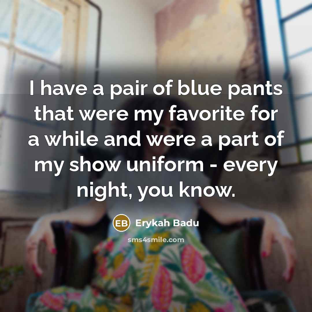 “I have a pair of blue pants that were my…” quote by Erykah Badu