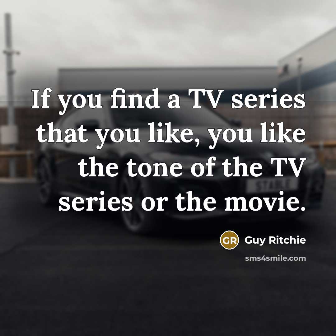 “If you find a TV series that you like, you…” quote by Guy Ritchie