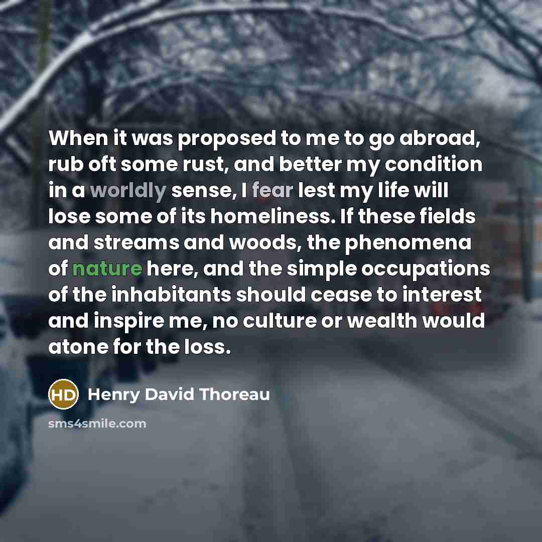 “When it was proposed to me to go abroad, rub…” quote by Henry David Thoreau
