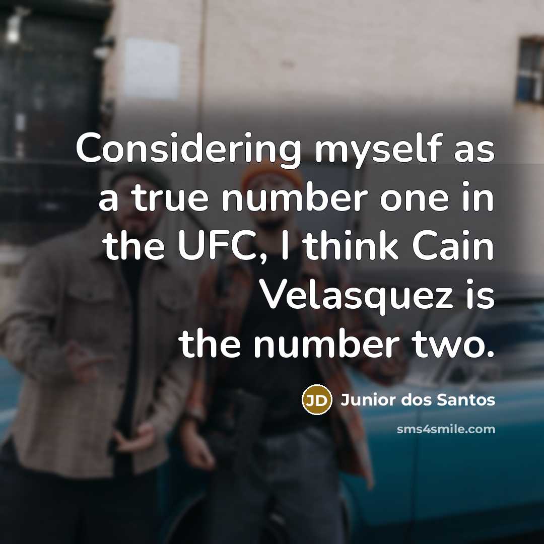 “Considering myself as a true number one in the UFC, I think Cain Velasquez is the number two.” quote by Junior dos Santos