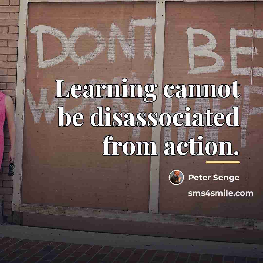 “Learning cannot be disassociated from action.…” quote by Peter Senge