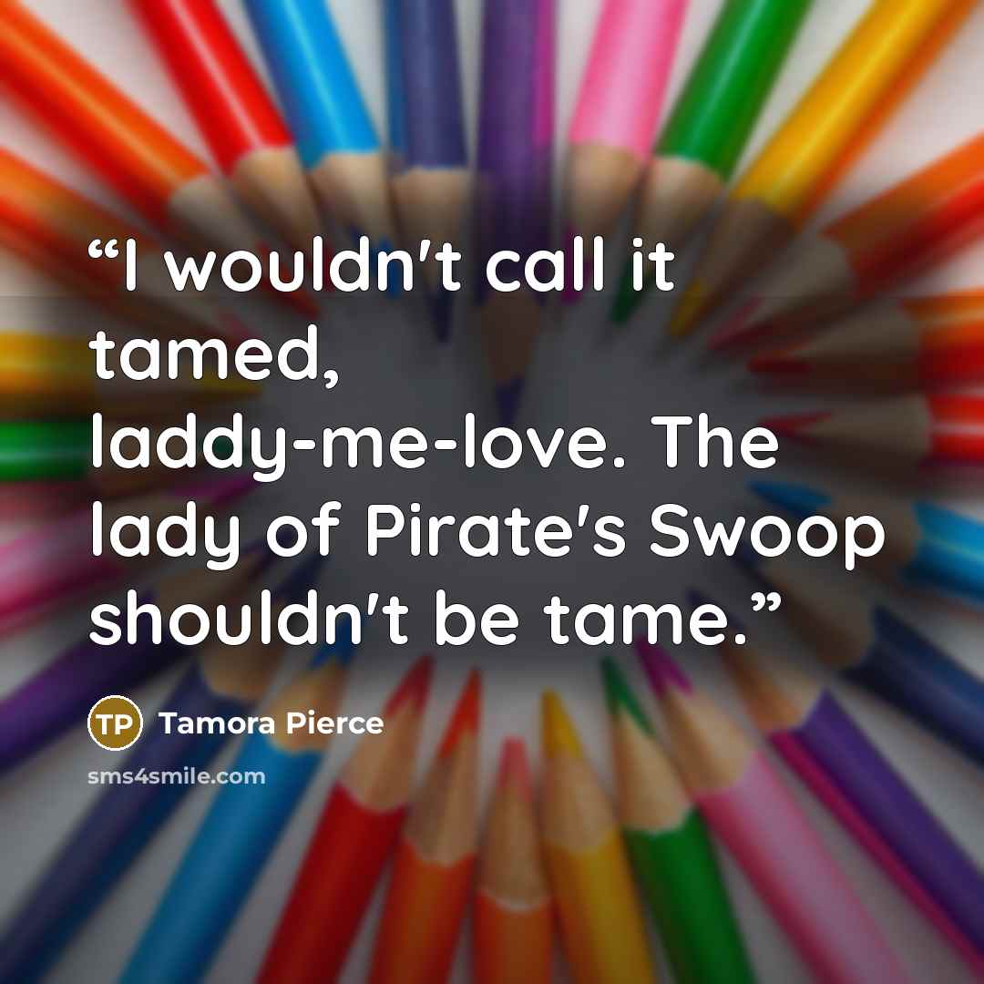 “I wouldn't call it tamed, laddy-me-love. The lady of Pirate's Swoop shouldn't be tame.” quote by Tamora Pierce