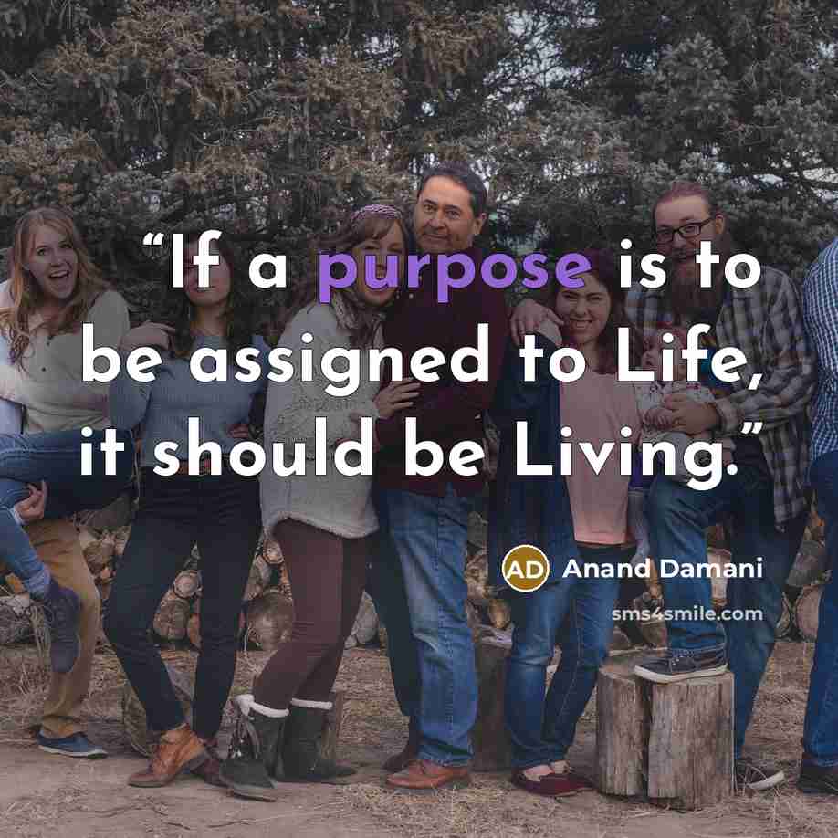 “If a purpose is to be assigned to Life, it should be Living.” quote by Anand Damani