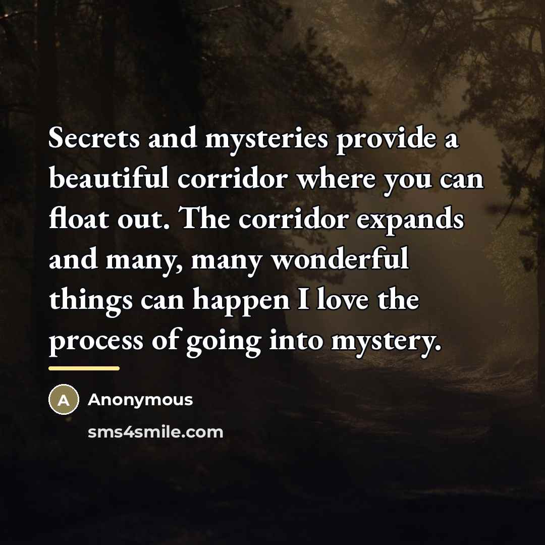 “Secrets and mysteries provide a beautiful corridor where you can…” quote by Anonymous