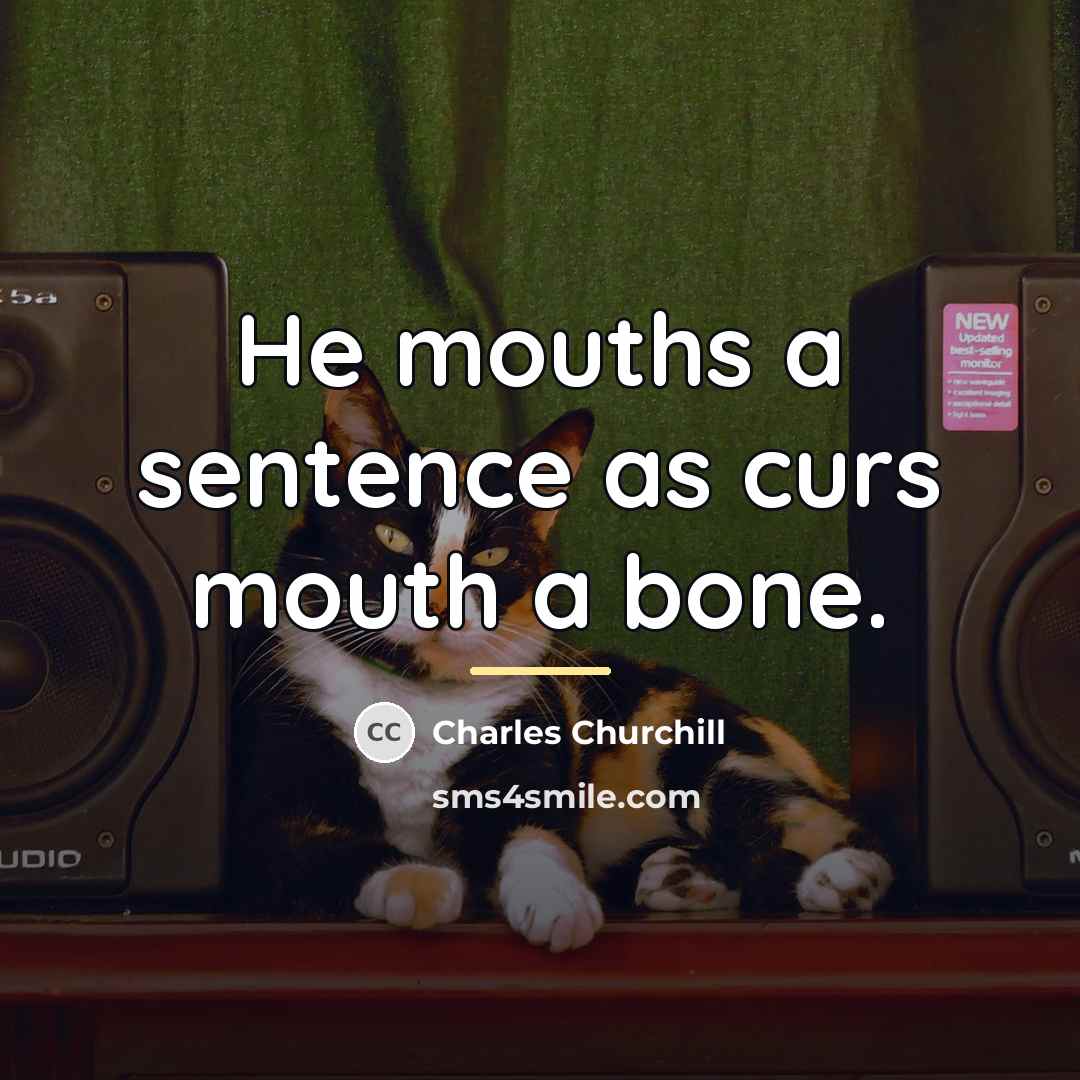 “He mouths a sentence as curs mouth a bone.…” quote by Charles Churchill
