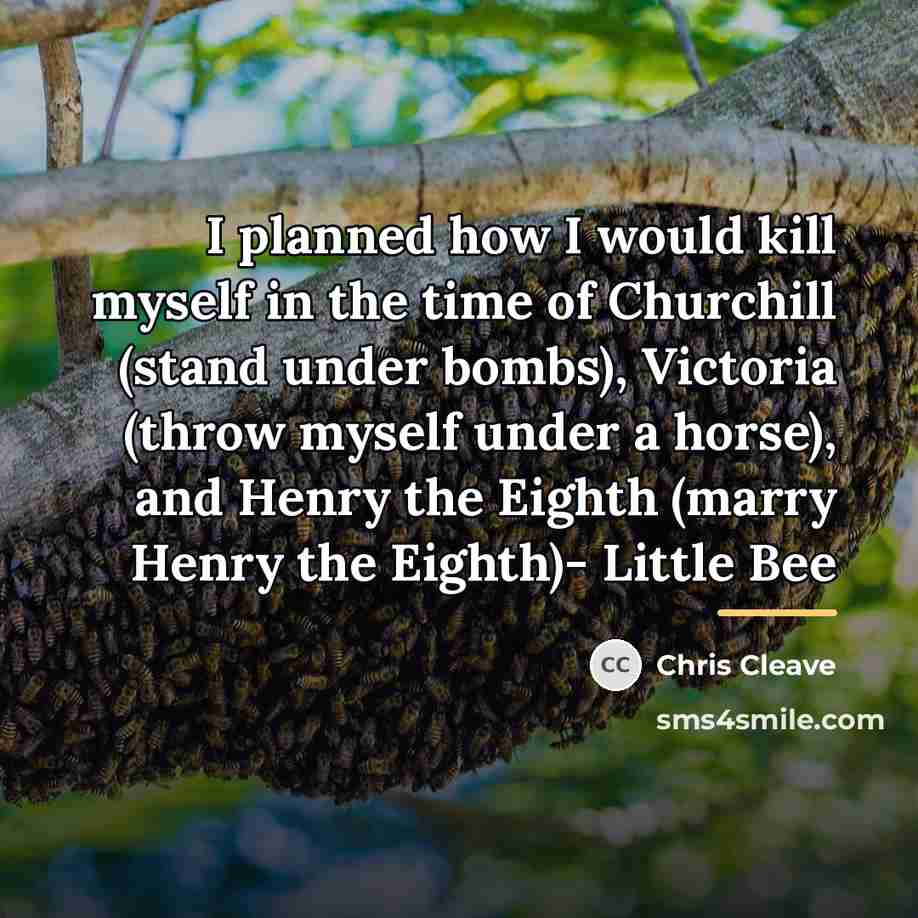 “I planned how I would kill myself in the time…” quote by Chris Cleave
