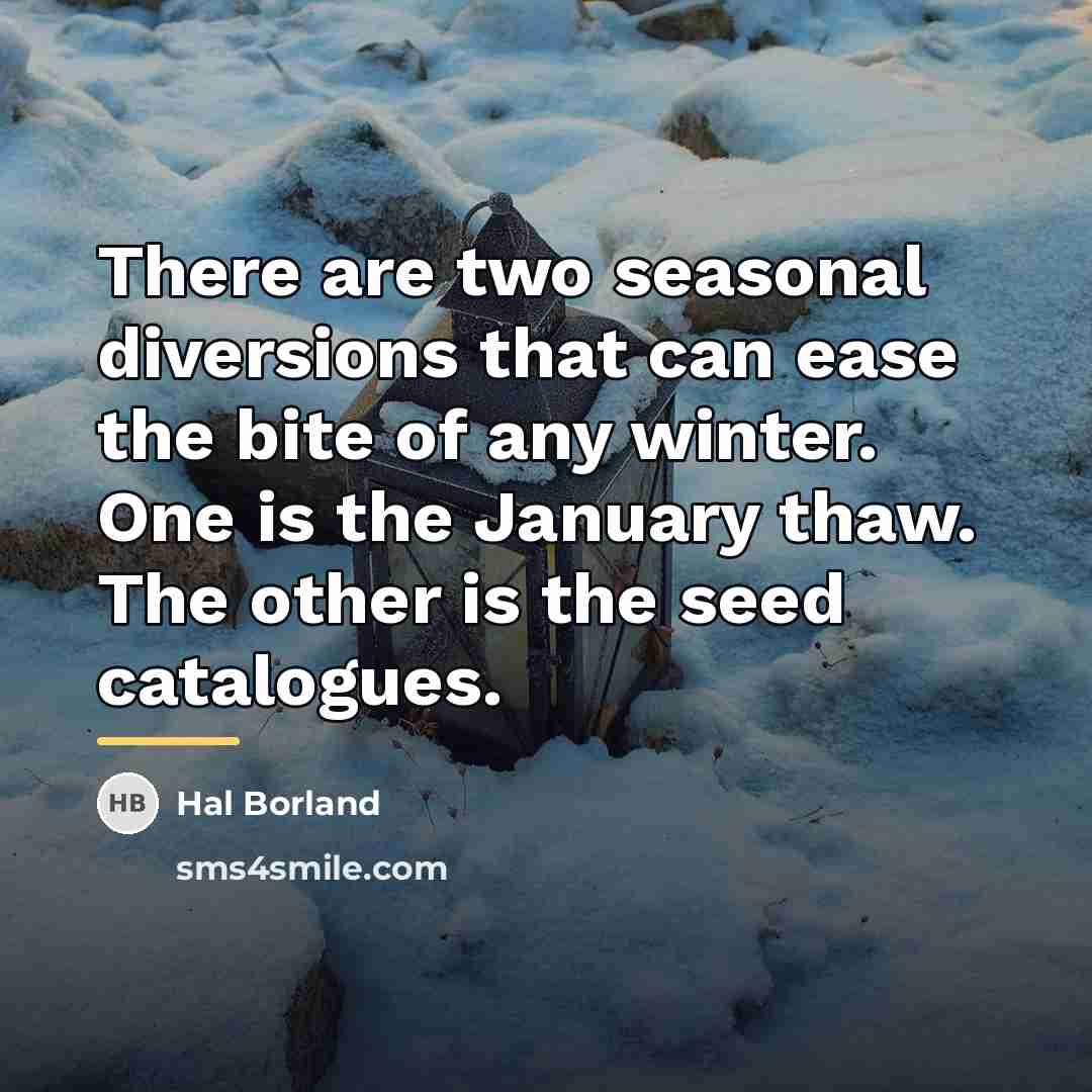 “There are two seasonal diversions that can ease the bite…” quote by Hal Borland