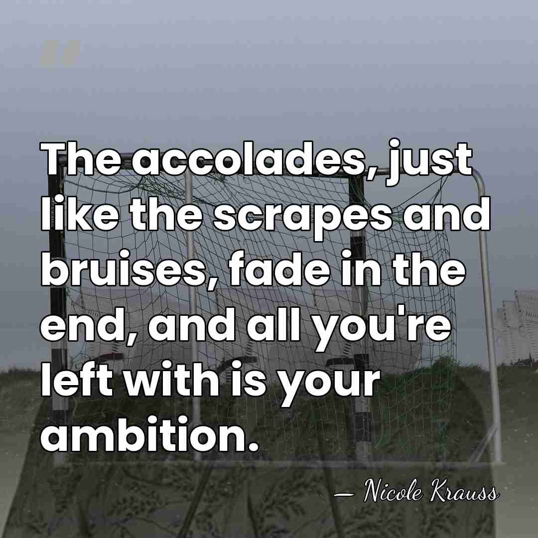 The accolades, just like the scrapes and bruises, fade in the end,&hellip; - Nicole Krauss