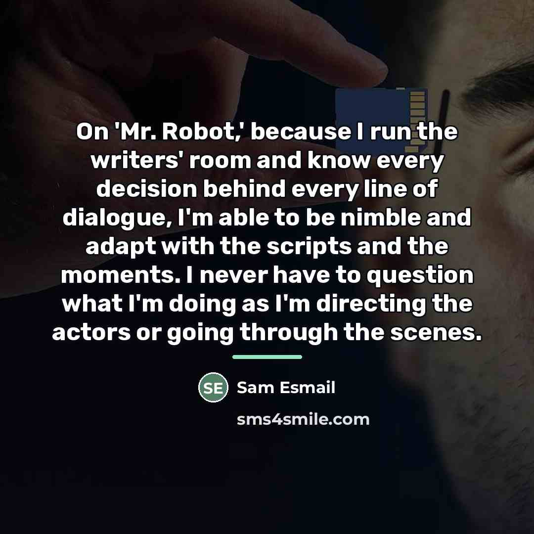 “On 'Mr. Robot,' because I run the writers' room and…” quote by Sam Esmail