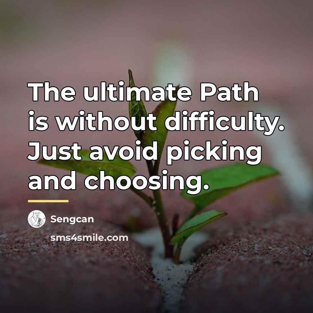 “The ultimate Path is without difficulty. Just avoid picking and…” quote by Sengcan