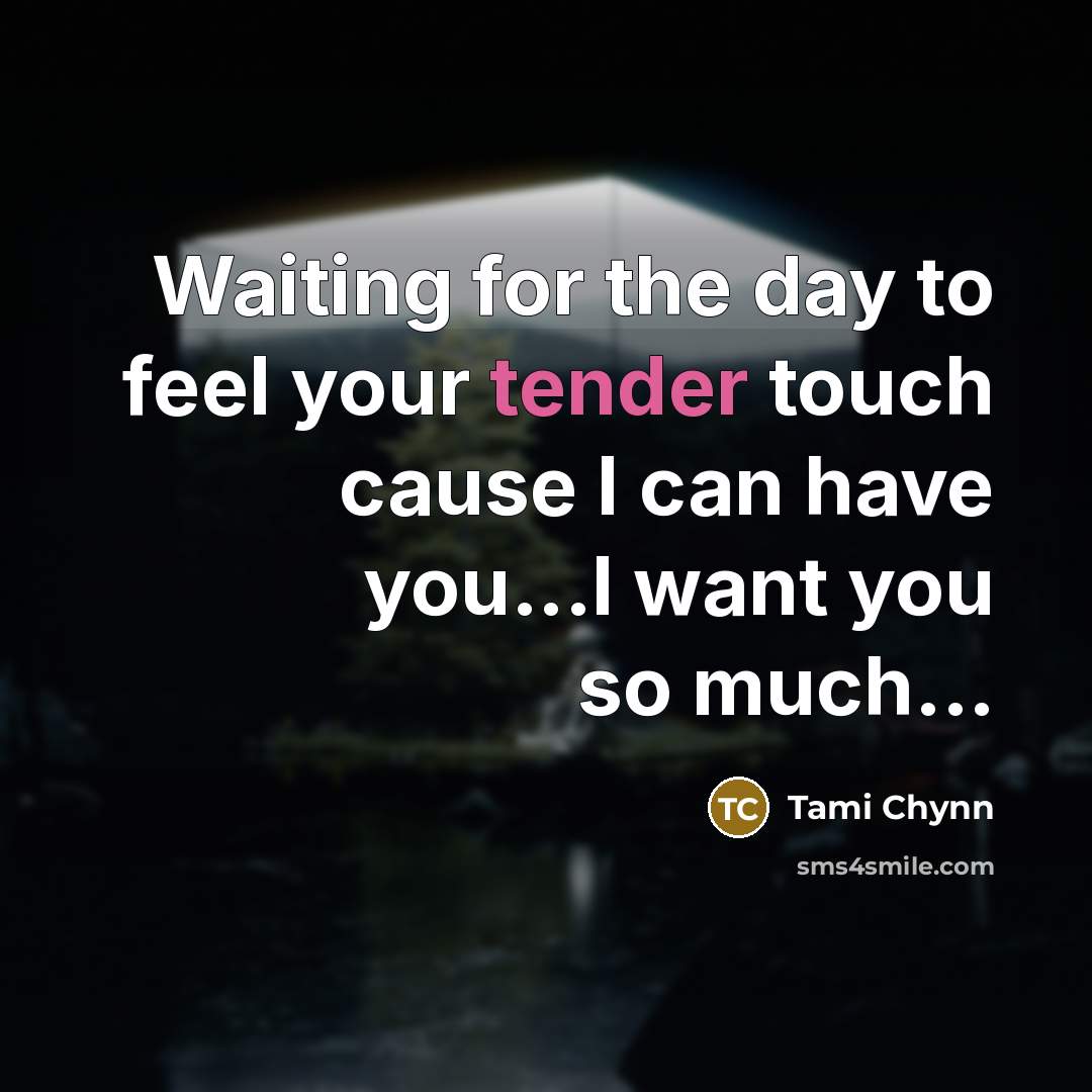 “Waiting for the day to feel your tender touch cause…” quote by Tami Chynn