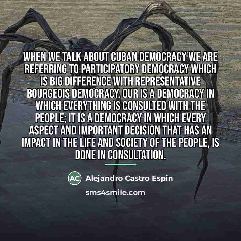 “When we talk about Cuban democracy we are referring to…” quote by Alejandro Castro Espin