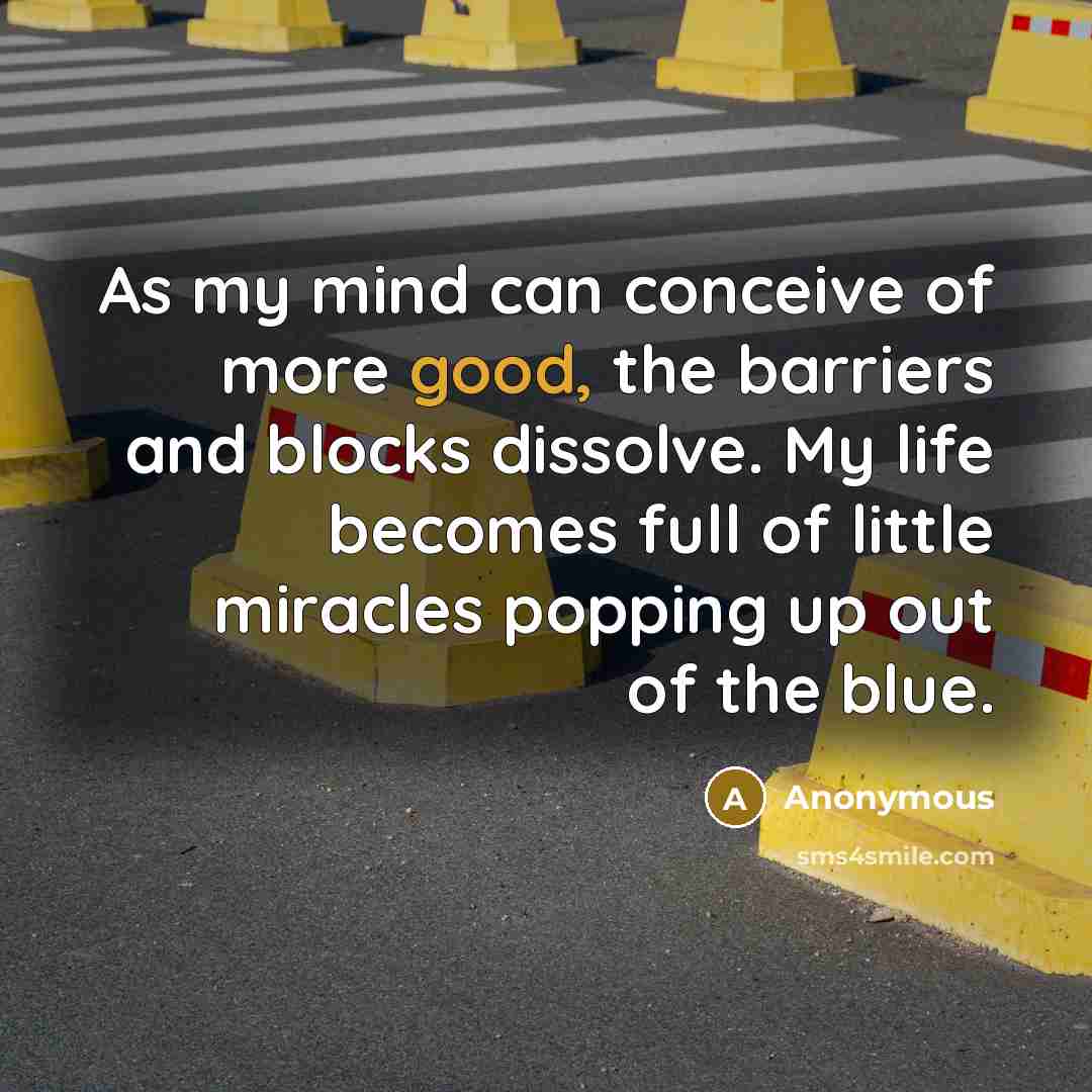 “As my mind can conceive of more good, the barriers…” quote by Anonymous