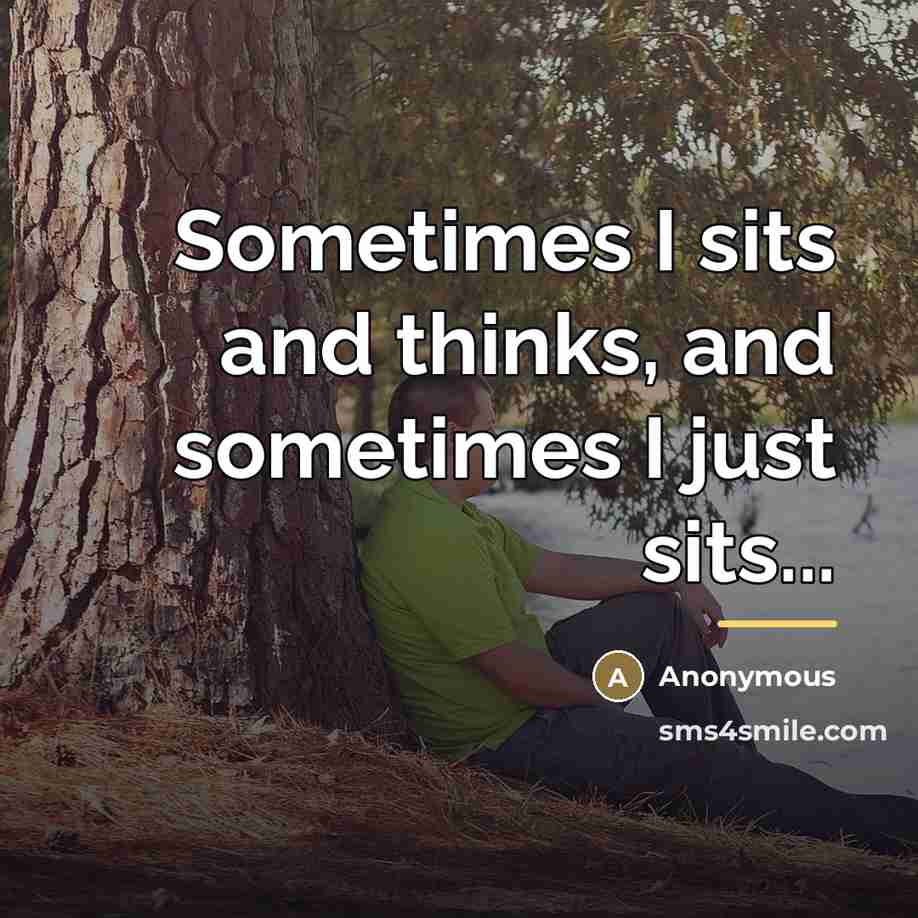 “Sometimes I sits and thinks, and sometimes I just sits...…” quote by Anonymous
