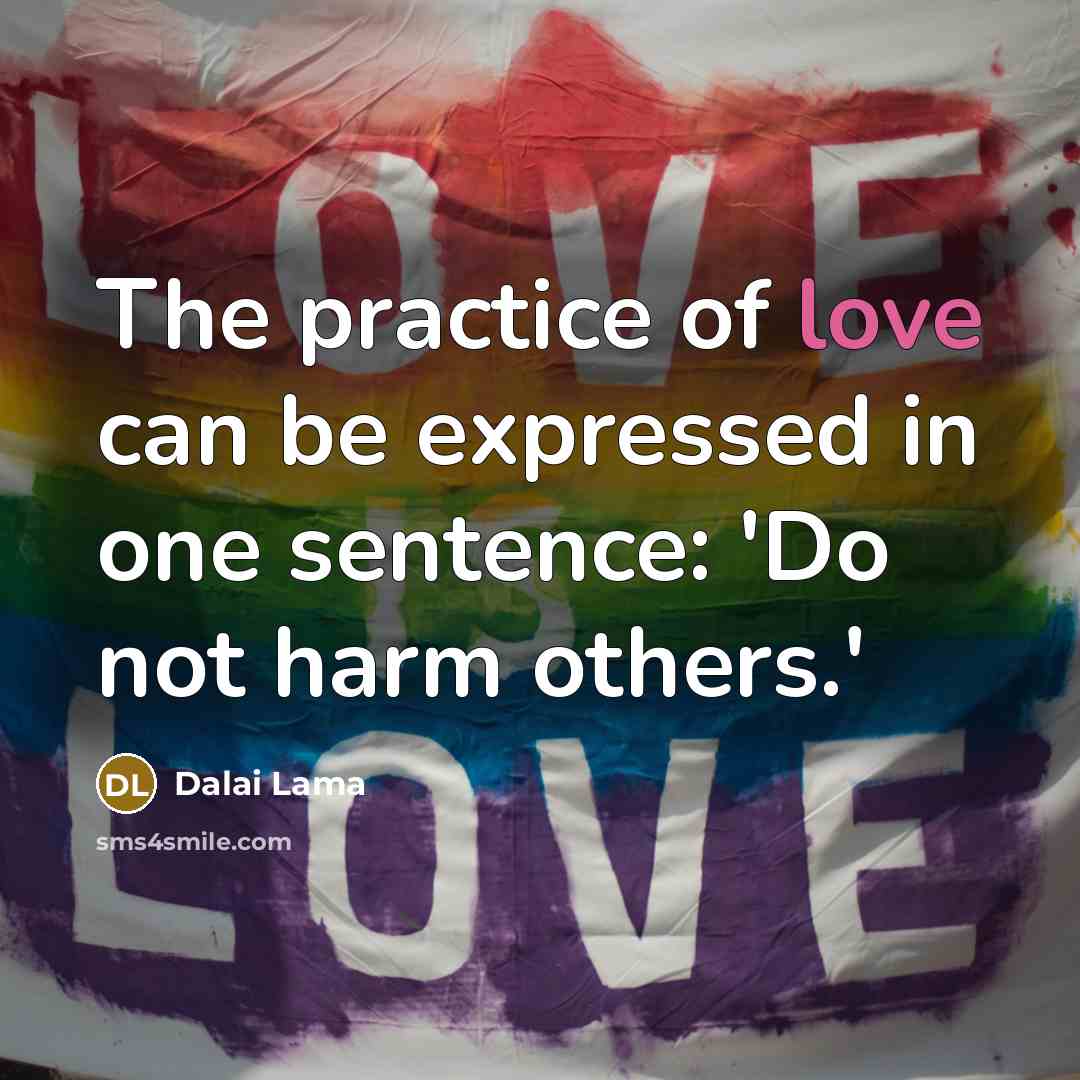 “The practice of love can be expressed in one sentence:…” quote by Dalai Lama