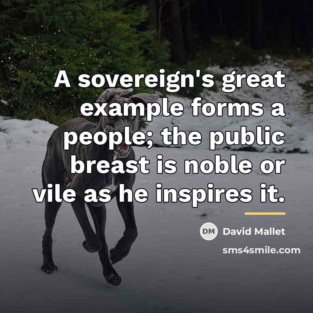 “A sovereign's great example forms a people; the public breast…” quote by David Mallet