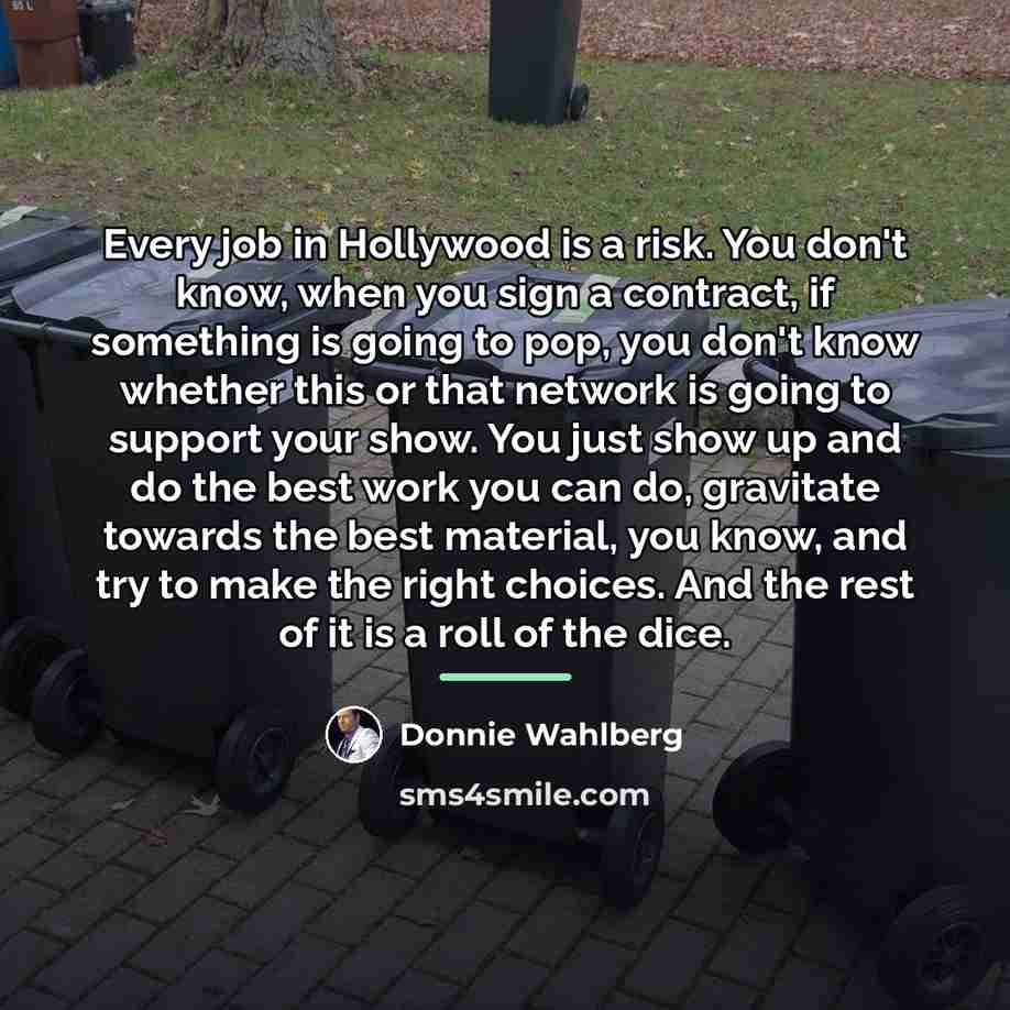 “Every job in Hollywood is a risk. You don't know,…” quote by Donnie Wahlberg