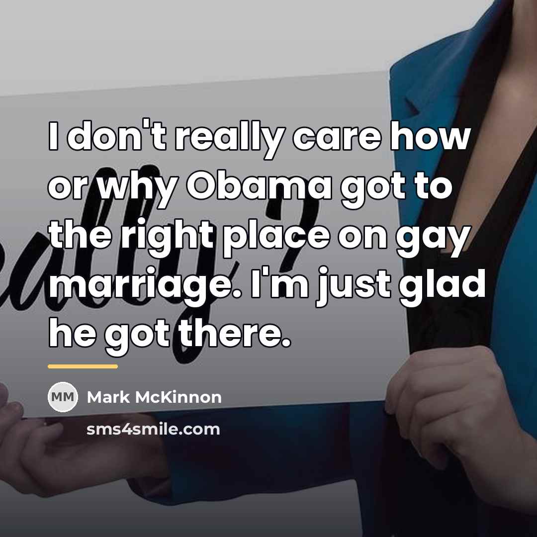 “I don't really care how or why Obama got to…” quote by Mark McKinnon
