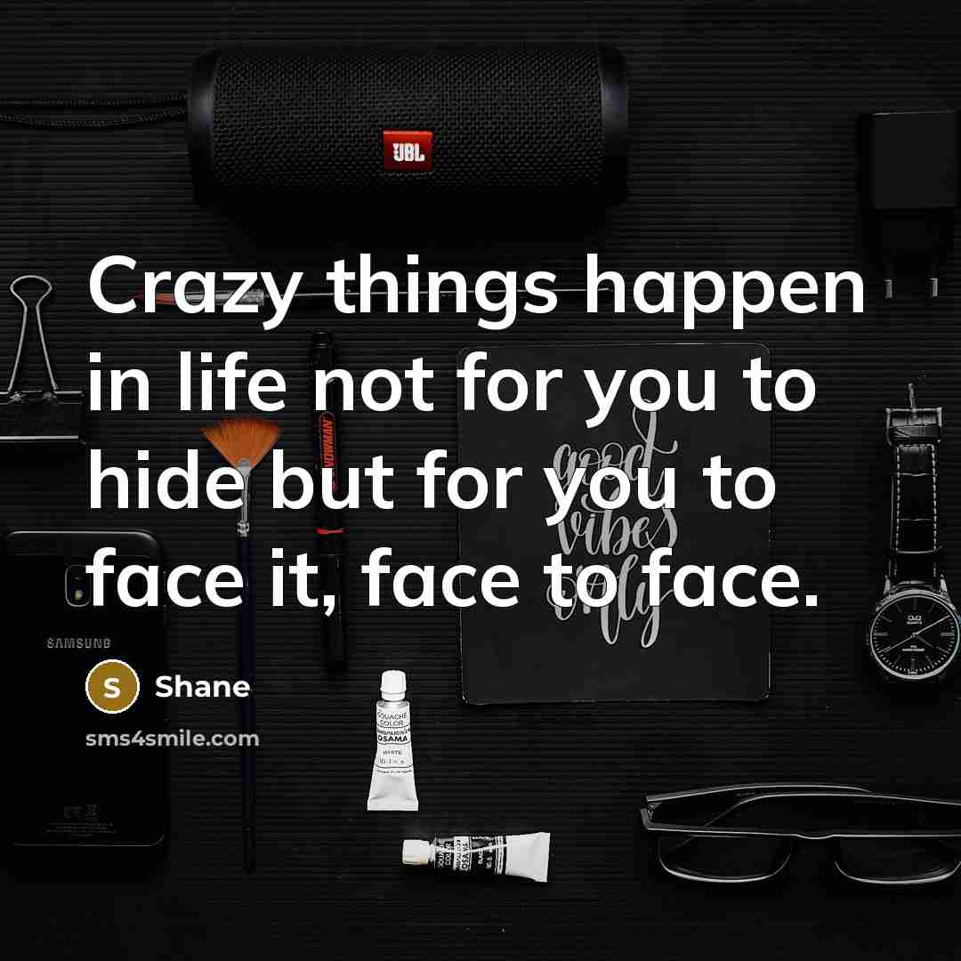 “Crazy things happen in life not for you to hide…” quote by Shane