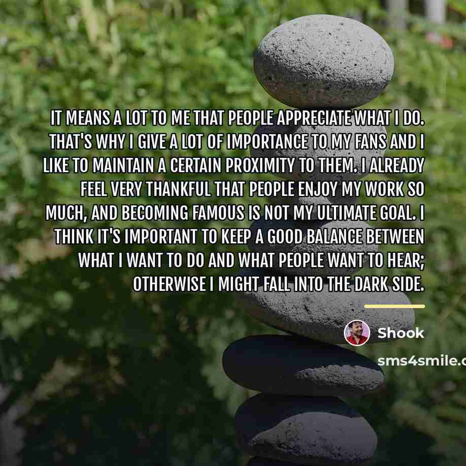 “It means a lot to me that people appreciate what…” quote by Shook
