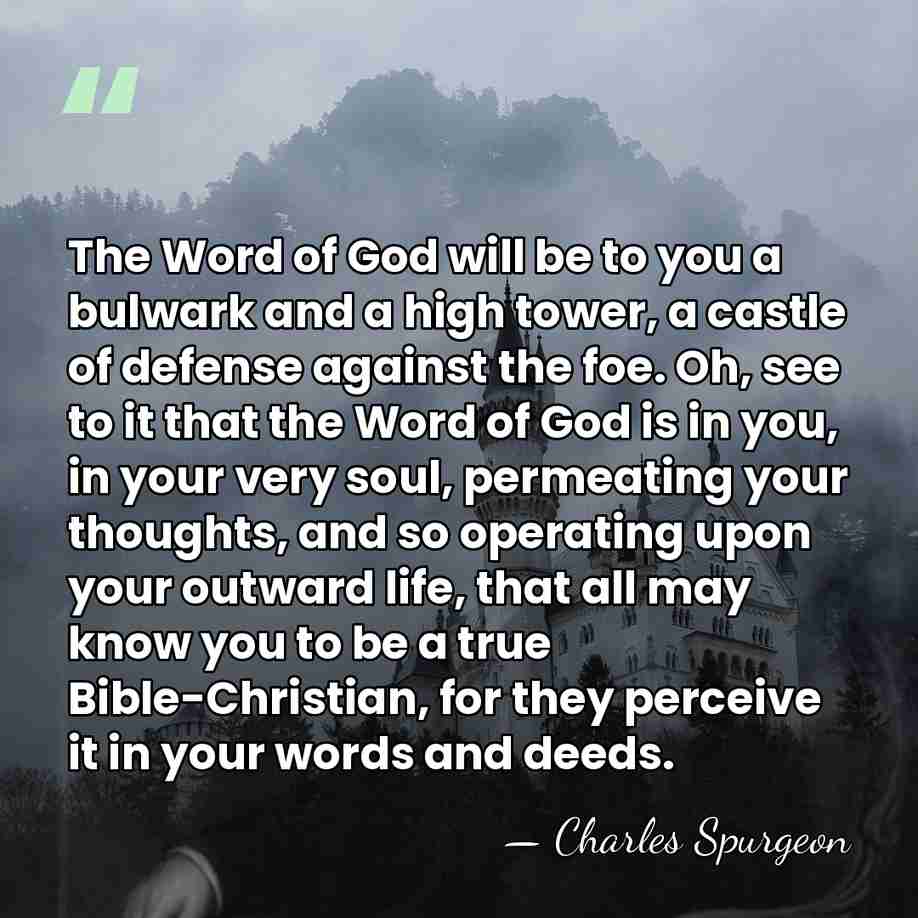 The Word of God will be to you a bulwark and a&hellip; - Charles Spurgeon