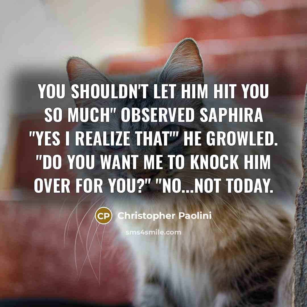 “You shouldn't let him hit you so much" observed saphira…” quote by Christopher Paolini