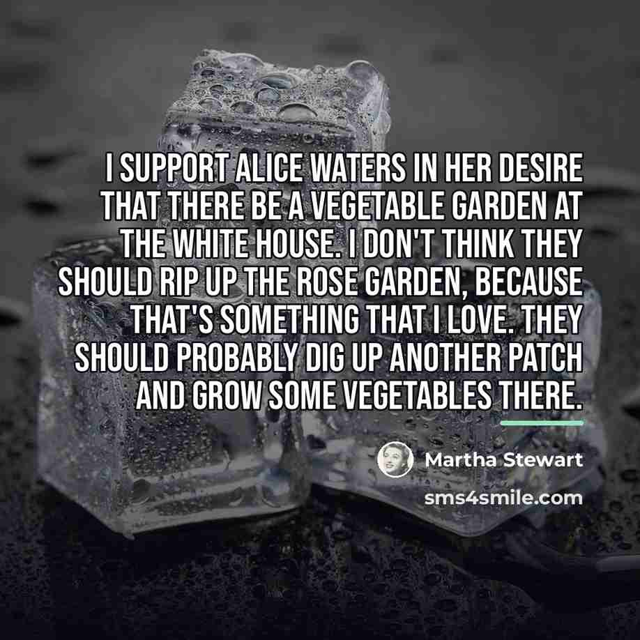 “I support Alice Waters in her desire that there be…” quote by Martha Stewart