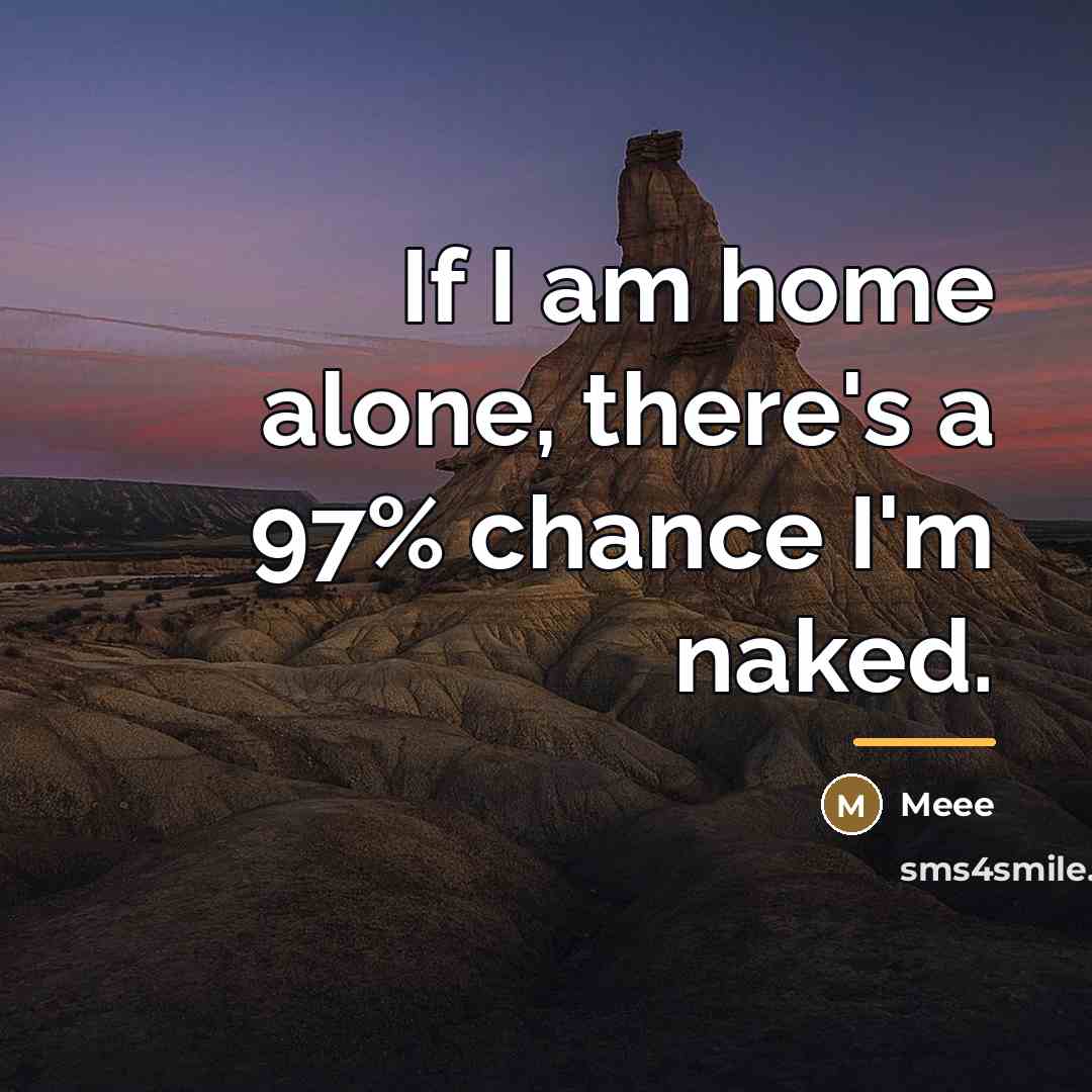 “If I am home alone, there's a 97% chance I'm…” quote by Meee
