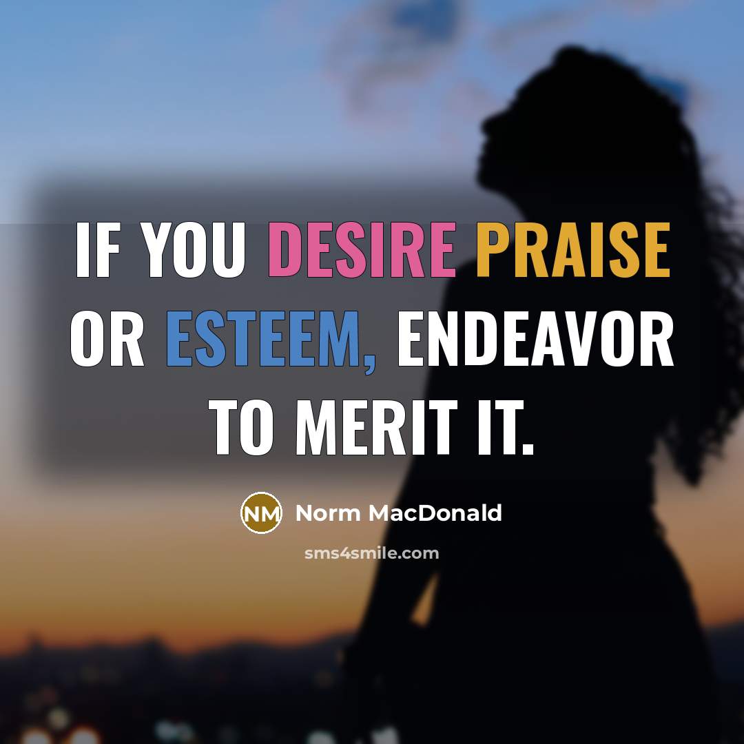 “If you desire praise or esteem, endeavor to merit it.…” quote by Norm MacDonald
