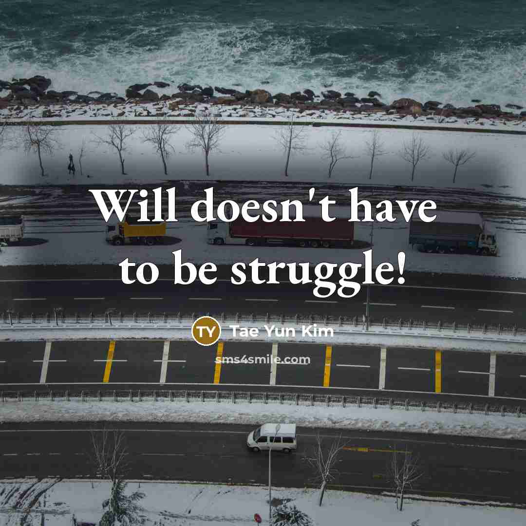 “Will doesn't have to be struggle!…” quote by Tae Yun Kim