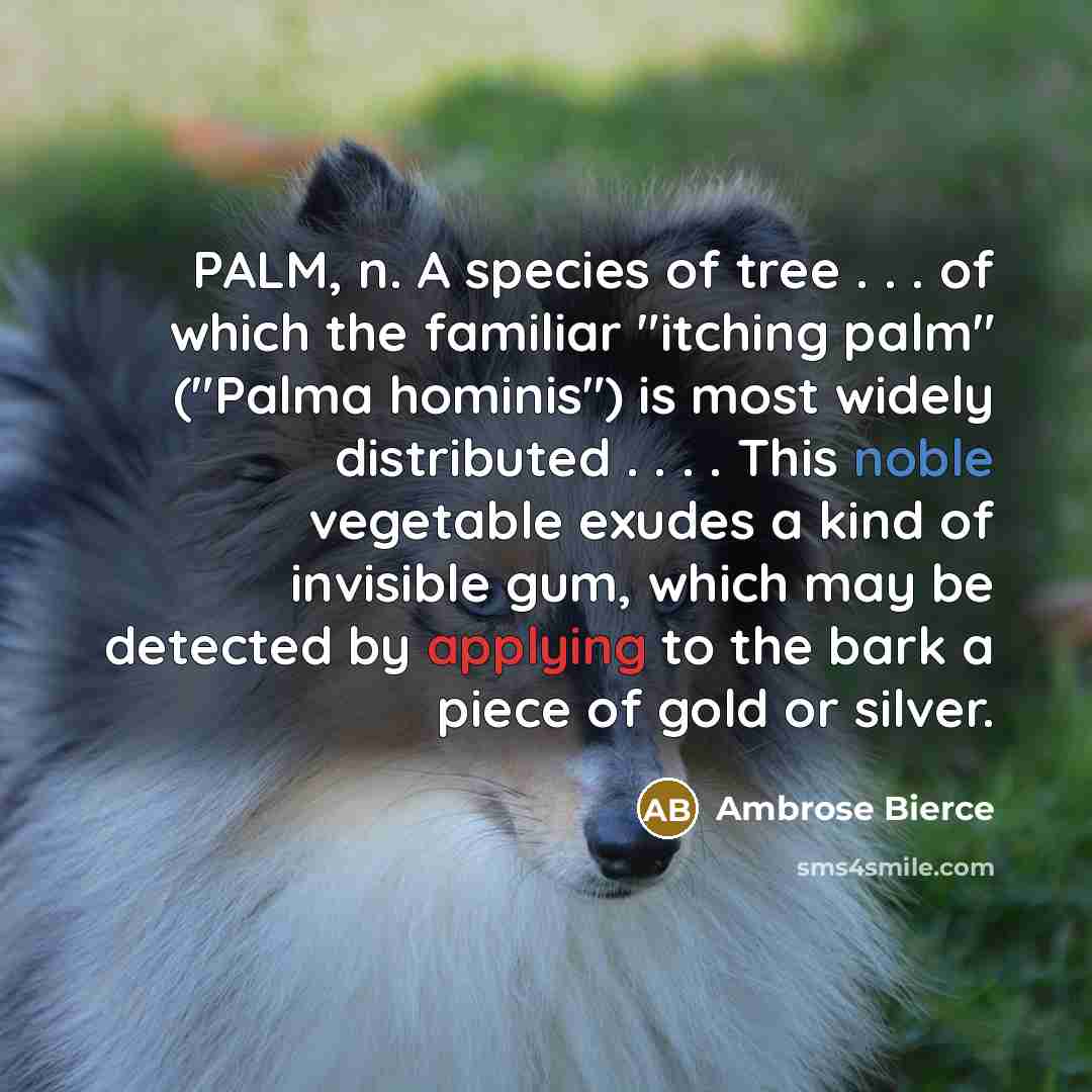 “PALM, n. A species of tree . . . of…” quote by Ambrose Bierce