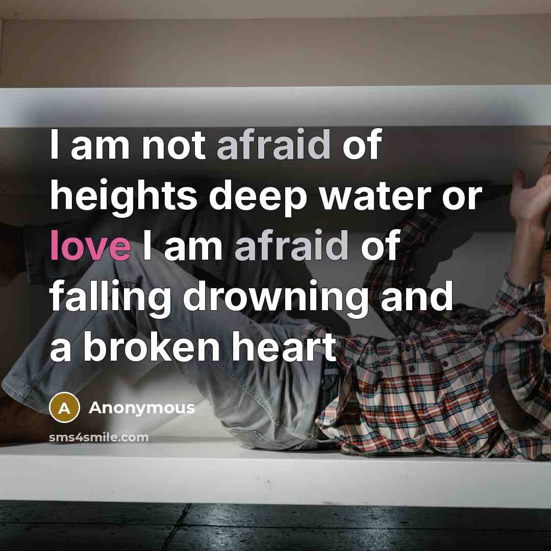 “I am not afraid of heights deep water or love…” quote by Anonymous