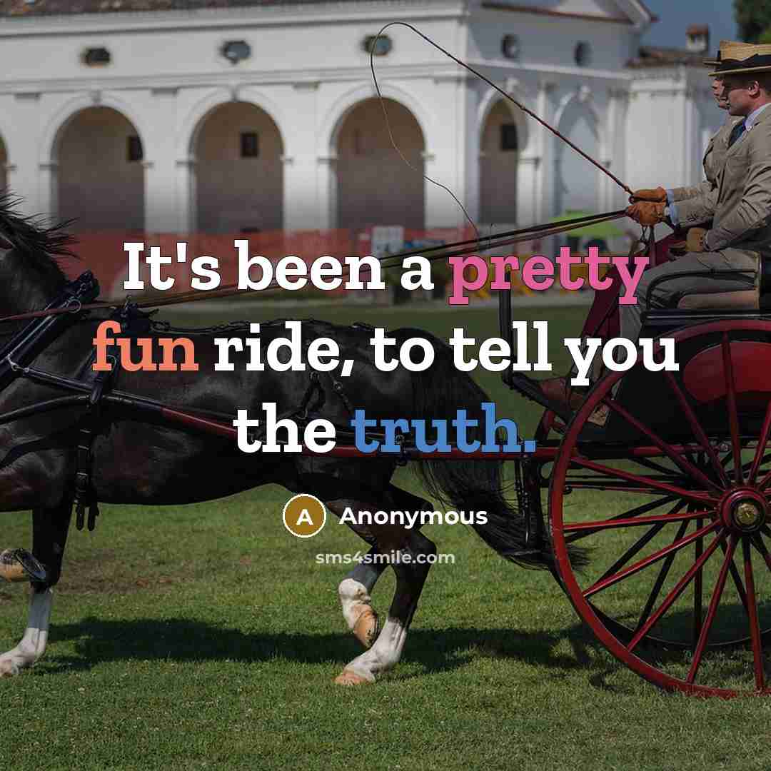“It's been a pretty fun ride, to tell you the truth.” quote by Anonymous
