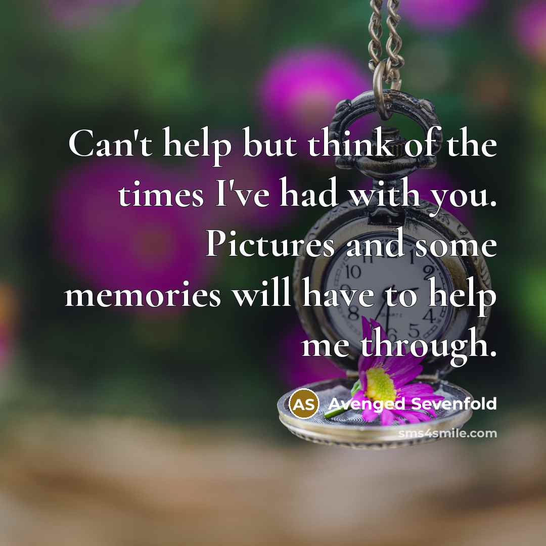 “Can't help but think of the times I've had with…” quote by Avenged Sevenfold