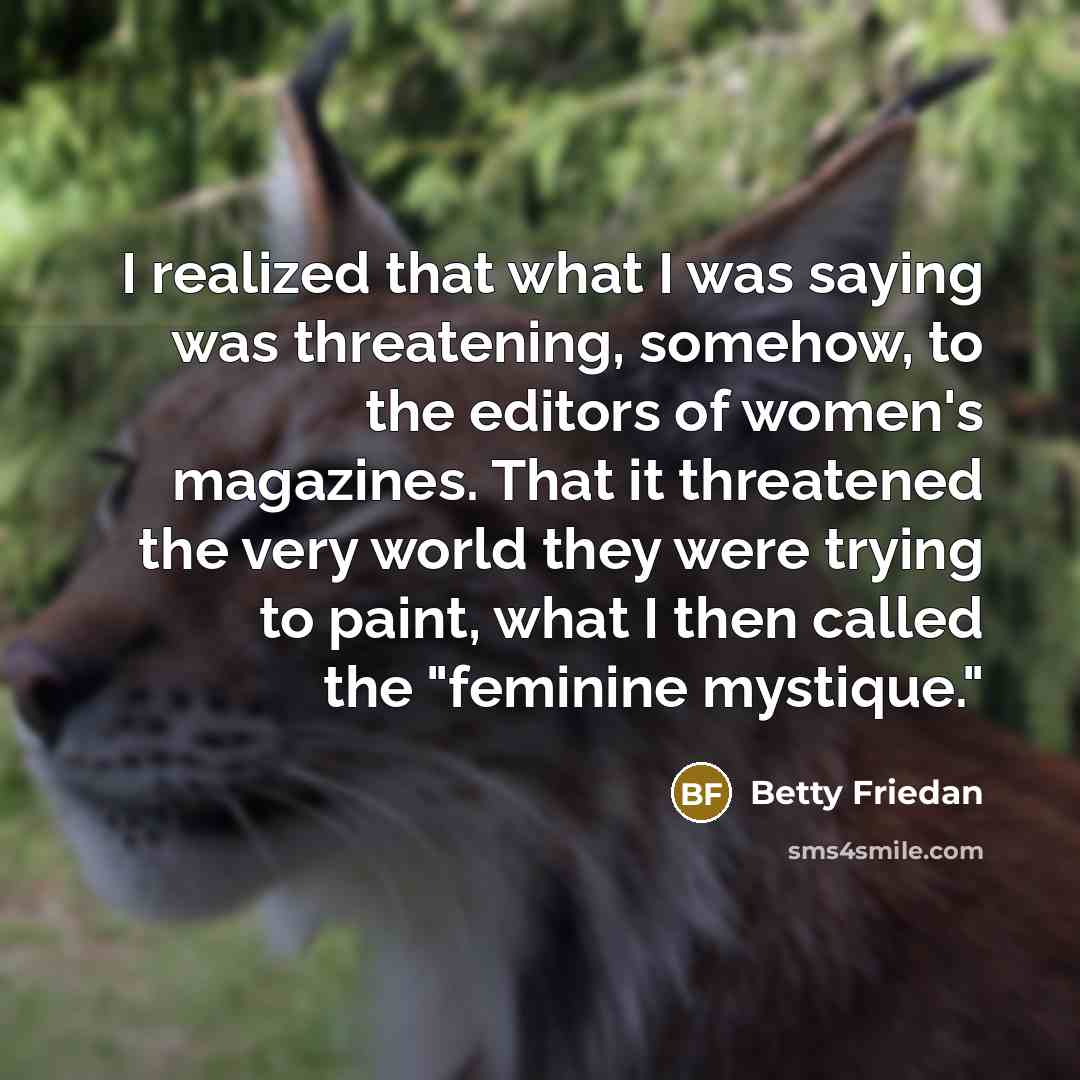 “I realized that what I was saying was threatening, somehow,…” quote by Betty Friedan
