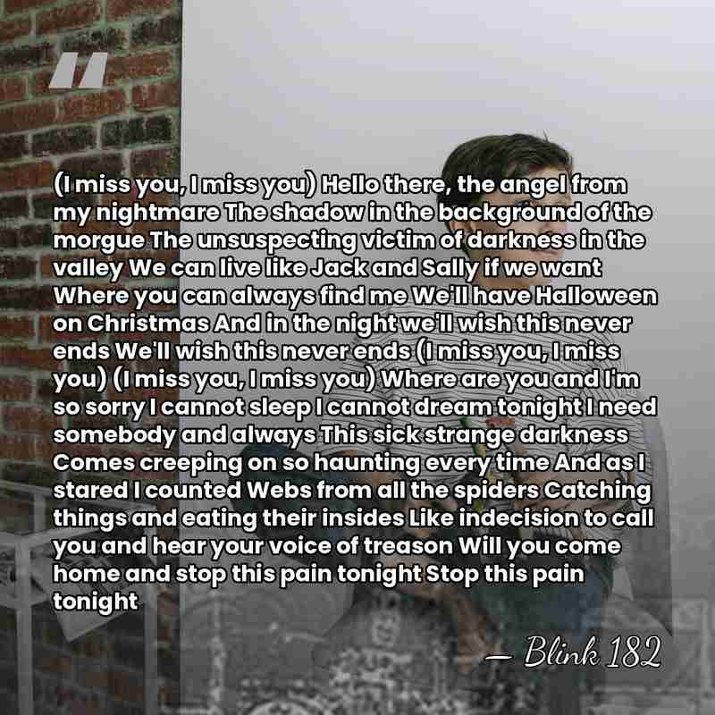 (I miss you, I miss you) Hello there, the angel from my&hellip; - Blink 182