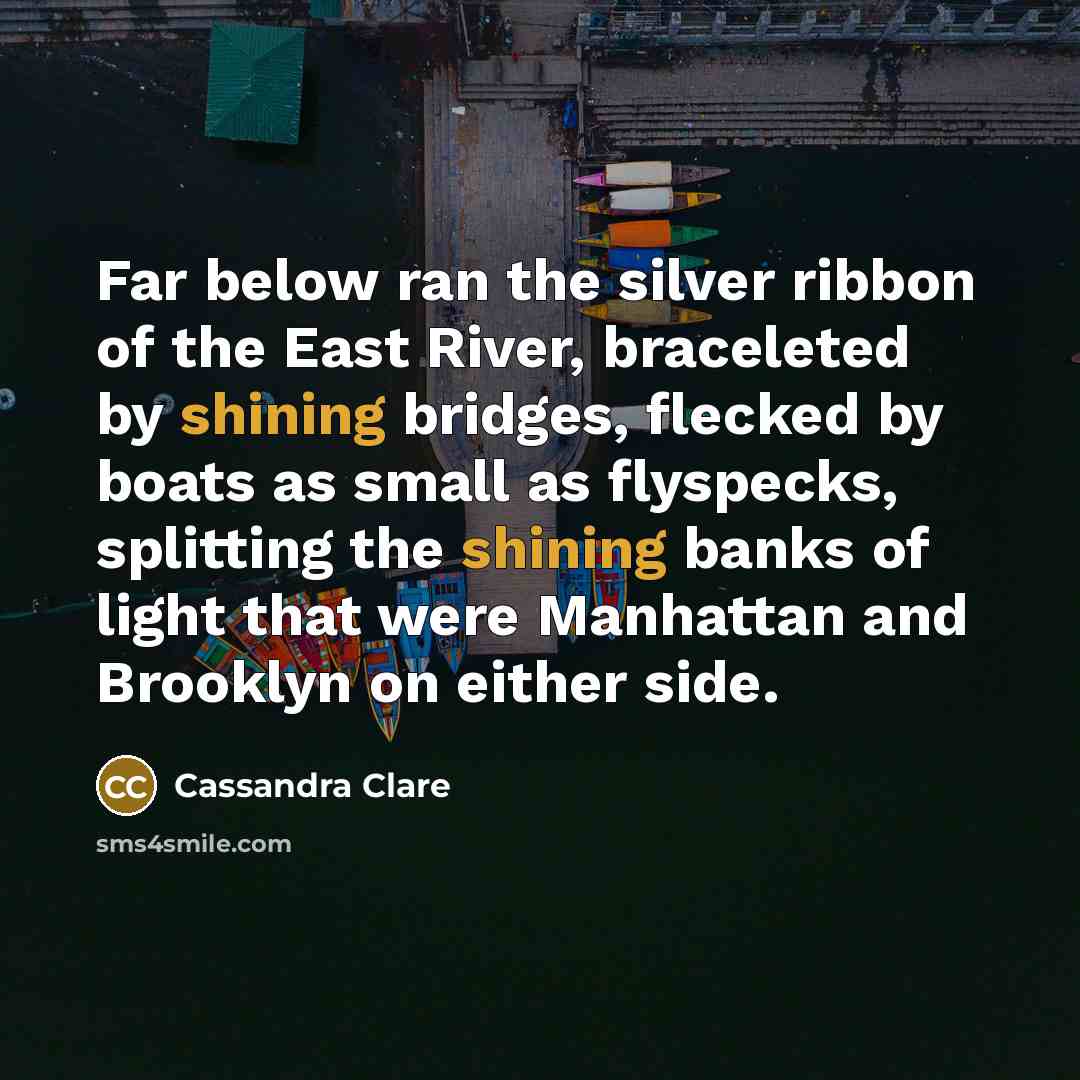 “Far below ran the silver ribbon of the East River,…” quote by Cassandra Clare