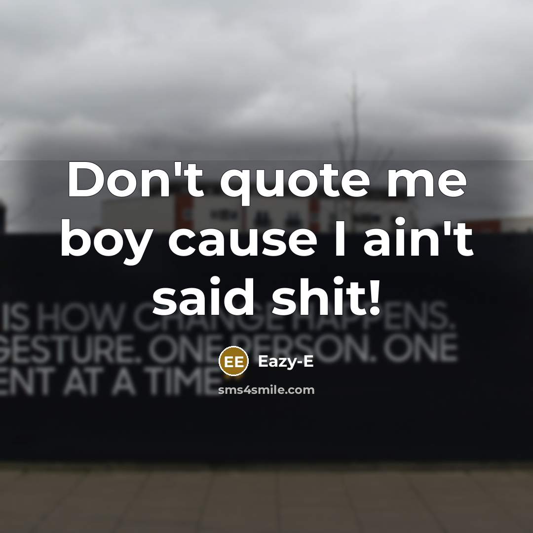 “Don't quote me boy cause I ain't said shit!…” quote by Eazy-e